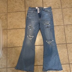 American Eagle Outfitters Light Blue Distressed Flare Jeans